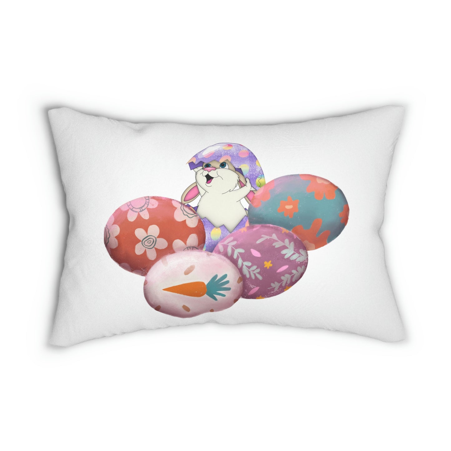 Surprise...Hoppy Easter Egge Spun Polyester Lumbar Pillow
